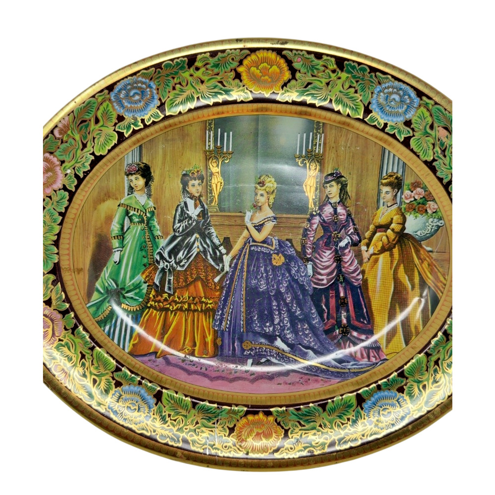 Daher Decorative Ware England Oval Tole Serving Tray Victorian Ladies - Picture 4 of 12